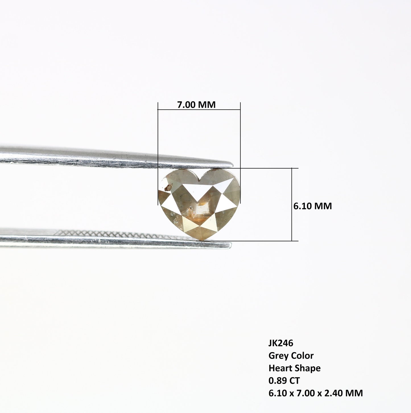 0.89 CT Heart Cut Salt and Pepper Real Diamond For Wedding/Engagement RingFor Gold Ring Diamonds