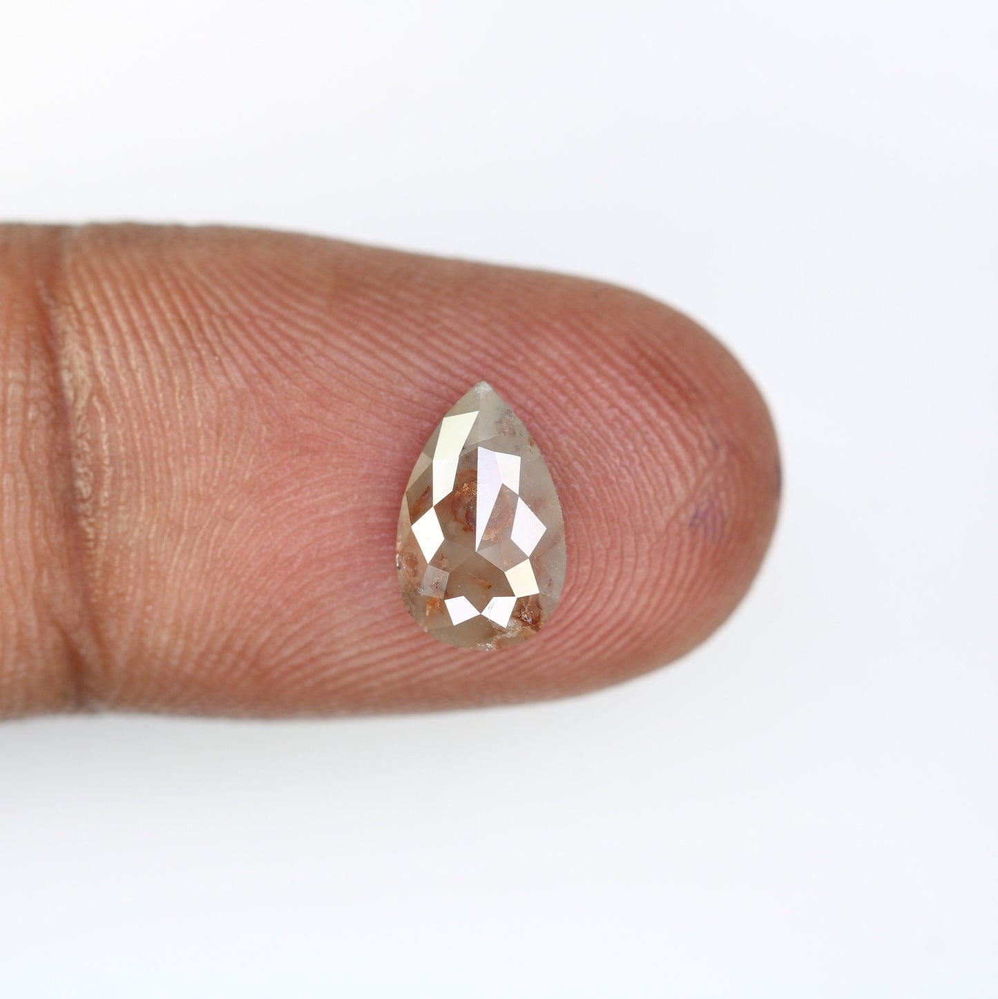 1.09 CT Rose Cut Pear Shape Natural Brown Salt and Pepper Loose Diamond | Hidden Halo Wedding Ring | Gift for Wife or Girlfriend |