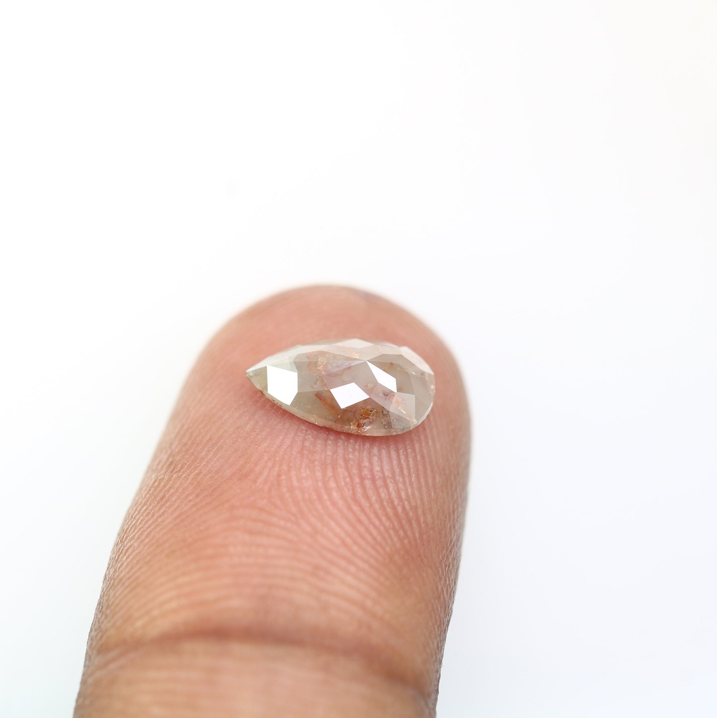 1.09 CT Rose Cut Pear Shape Natural Brown Salt and Pepper Loose Diamond | Hidden Halo Wedding Ring | Gift for Wife or Girlfriend |