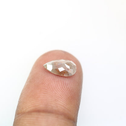 1.09 CT Rose Cut Pear Shape Natural Brown Salt and Pepper Loose Diamond | Hidden Halo Wedding Ring | Gift for Wife or Girlfriend |