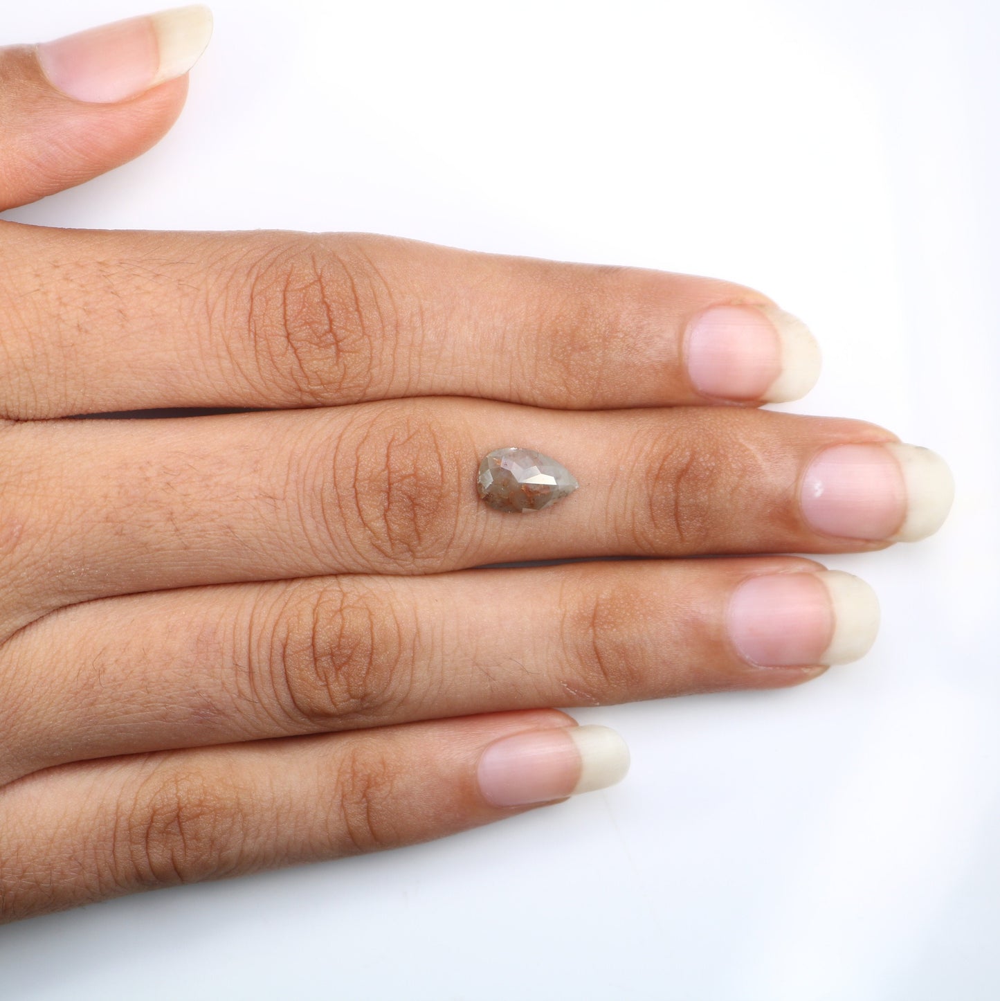 1.09 CT Rose Cut Pear Shape Natural Brown Salt and Pepper Loose Diamond | Hidden Halo Wedding Ring | Gift for Wife or Girlfriend |