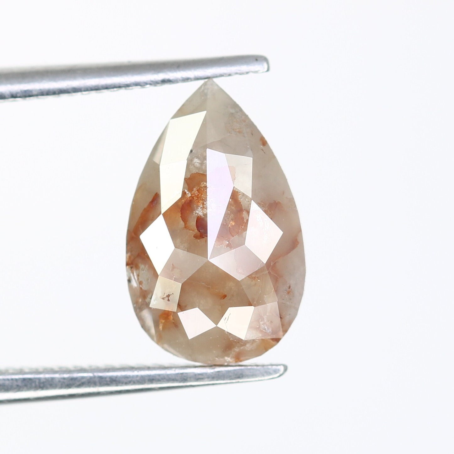 1.09 CT Rose Cut Pear Shape Natural Brown Salt and Pepper Loose Diamond | Hidden Halo Wedding Ring | Gift for Wife or Girlfriend |