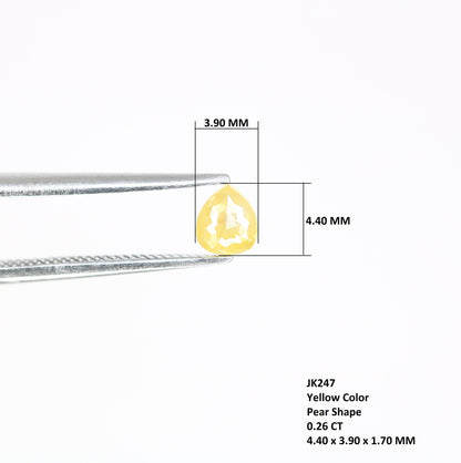 0.26 CT Natural Loose Pear Shape Diamond Yellow Color Pear Cut Diamond Pear Cut Rose Cut Diamond For Gift for Women, Diamond Pendent, Ring