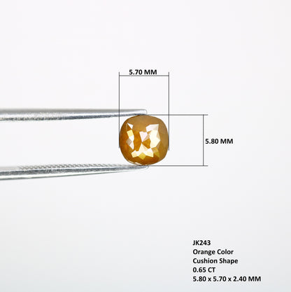 0.65 CT Cushion Cut Orange Diamond - Unique Engagement Ring & Halo Ring Set, Custom Gold Jewelry for Distinctive Style