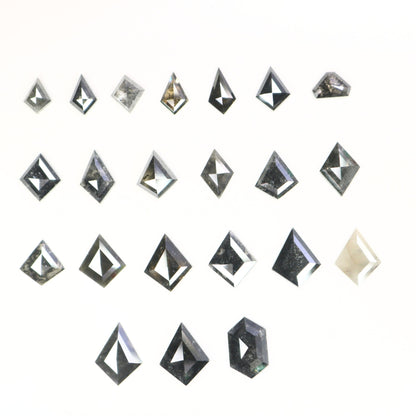 Kite Shield Shape Salt and Pepper Diamond | Clear Grey Black Rose Cut Melee Accent Gemstones for Earrings & Wedding Rings