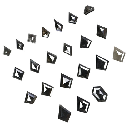 Kite Shield Shape Salt and Pepper Diamond | Clear Grey Black Rose Cut Melee Accent Gemstones for Earrings & Wedding Rings