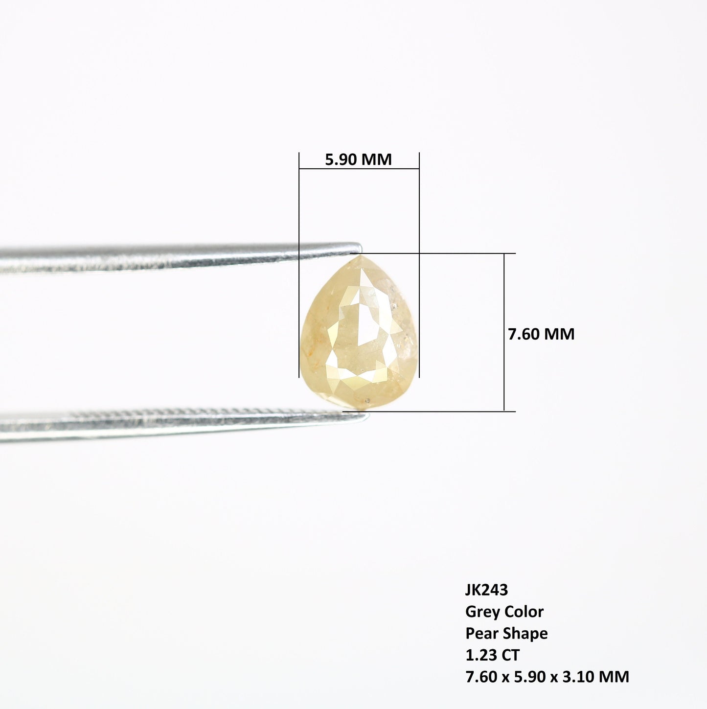 1.23 CT Pear Shape Grey Color Loose Diamond For Statement Jewelry | Anniversary Gift | Birthday GiftFor Gold Ring Diamonds