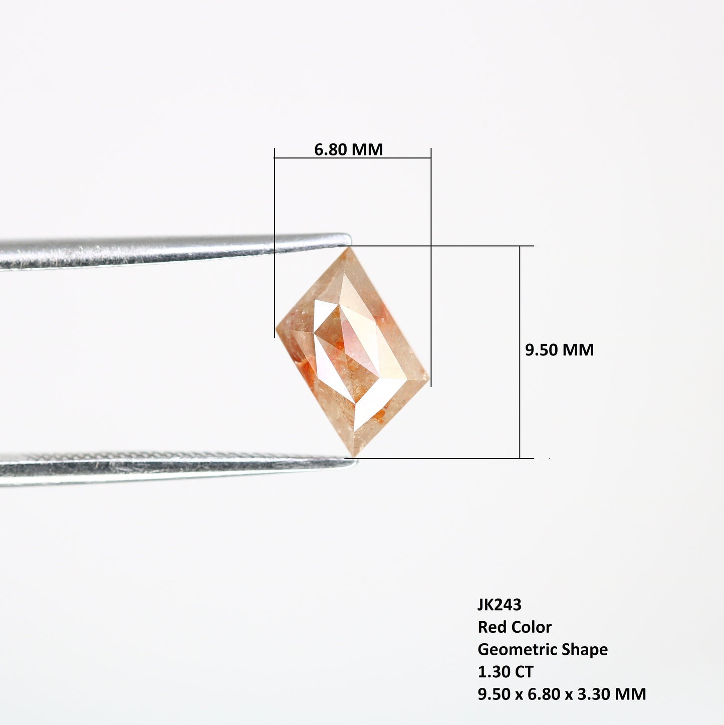 1.30 CT Red Color Geometric Shape Loose Diamond For Diamond Pendant | Birthday Gift | Anniversary GiftFor Gold Ring Diamonds