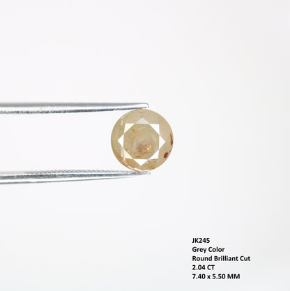 2.04 CT Fancy Grey Round Brilliant Cut Diamond | Perfect for Proposal Ring | Ring Design | Ideal Gift for Girlfriend | Gold Ring Diamonds