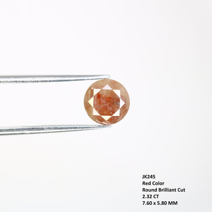 2.32 CT Fancy Red Round Brilliant Cut Diamond | Ideal for Multiple Occasions | Wedding Jewelry | Custom Jewelry Making | Gold Ring Diamonds