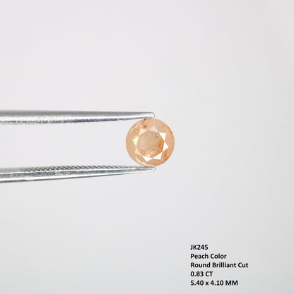 0.83 CT Peach Color Round Brilliant Cut Loose Diamond | Fancy Peach Diamond for Proposal Ring | Custom Engagement Jewelry |Gold Ring Setting