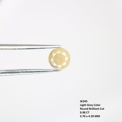 0.98 CT Light Grey Color Round Brilliant Cut Diamond For Statement Jewelry | Fancy Color DiamondFor Gold Ring Diamonds