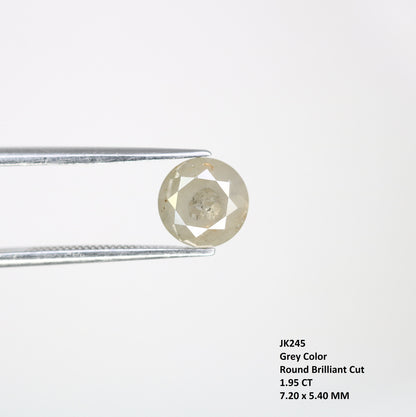 1.95 CT Grey Galaxy Round Brilliant Cut Diamond | Fancy Color for Wedding Band | Custom Wedding Band Design | Gold Ring Setting