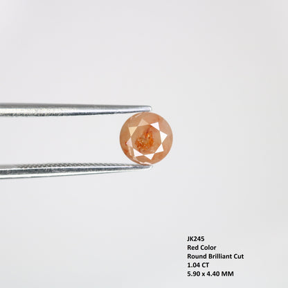 1.04 CT Red Round Brilliant Cut Diamond | Ideal for Engagement Ring | Perfect Anniversary Gift | Gift for Her | Custom Gold Ring Setting