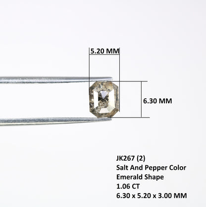 1.06 CT Emerald Cut Loose Diamond - Salt and Pepper Emerald Shape Diamond - Emerald For Wedding Ring - LABORDAY Offer - Customize Jewelry