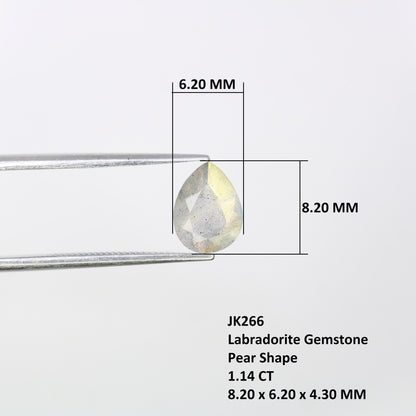 1.14 CT Pear Shape Labradorite Gemstone for Engagement Ring - Grey Stone for Wedding Jewelry and Gift for Daughter