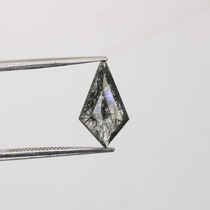 1.29 CT Gorgeous Black Rutile Kite Shaped Gemstone for Wedding Jewelry - Perfect Gift for Her with Gold Ring and Diamonds