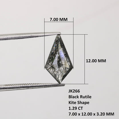 1.29 CT Gorgeous Black Rutile Kite Shaped Gemstone for Wedding Jewelry - Perfect Gift for Her with Gold Ring and Diamonds