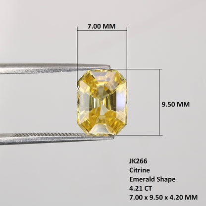 4.21 CT Rustic Citrine Emerald Shape Sapphire Gemstone - Stunning Natural Stone for Fine Jewelry and Diamonds