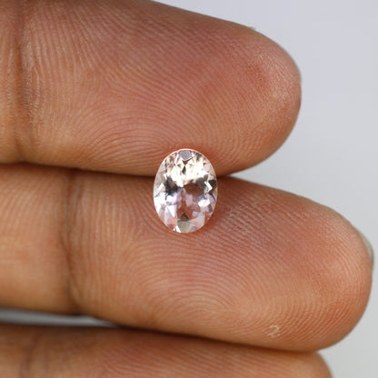 1.18 CT Pink Morganite Loose Gemstone - Oval Shape Natural Earth Mined Stone for Elegant Jewelry Designs