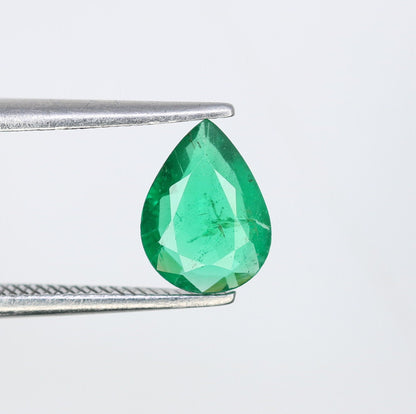 0.74 CT natural Colombian emerald pear shape gemstone - faceted loose gem for jewelry making