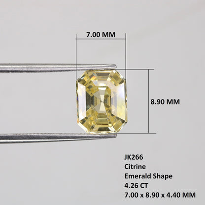 4.26 CT Citrine Emerald Shape Sapphire for Weddings and Multiple Occasions Perfect Proposal Ring and Gift for Her with Gold Ring and Diamond