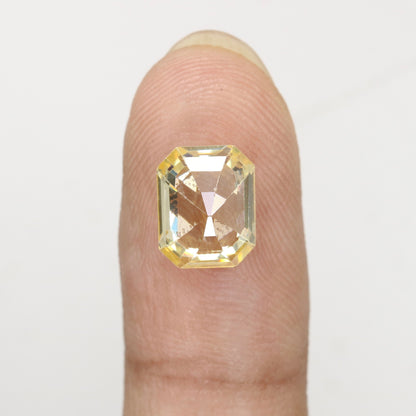 4.26 CT Citrine Emerald Shape Sapphire for Weddings and Multiple Occasions Perfect Proposal Ring and Gift for Her with Gold Ring and Diamond