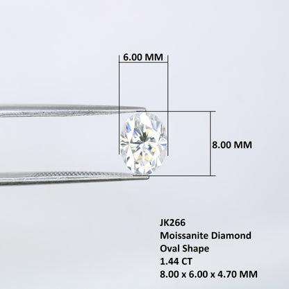 1.44 CT Moissanite Gemstone Oval Cut White Stone for Wedding Gift Perfect Proposal Ring and Jewelry for Daughter with Gold Ring and Diamond