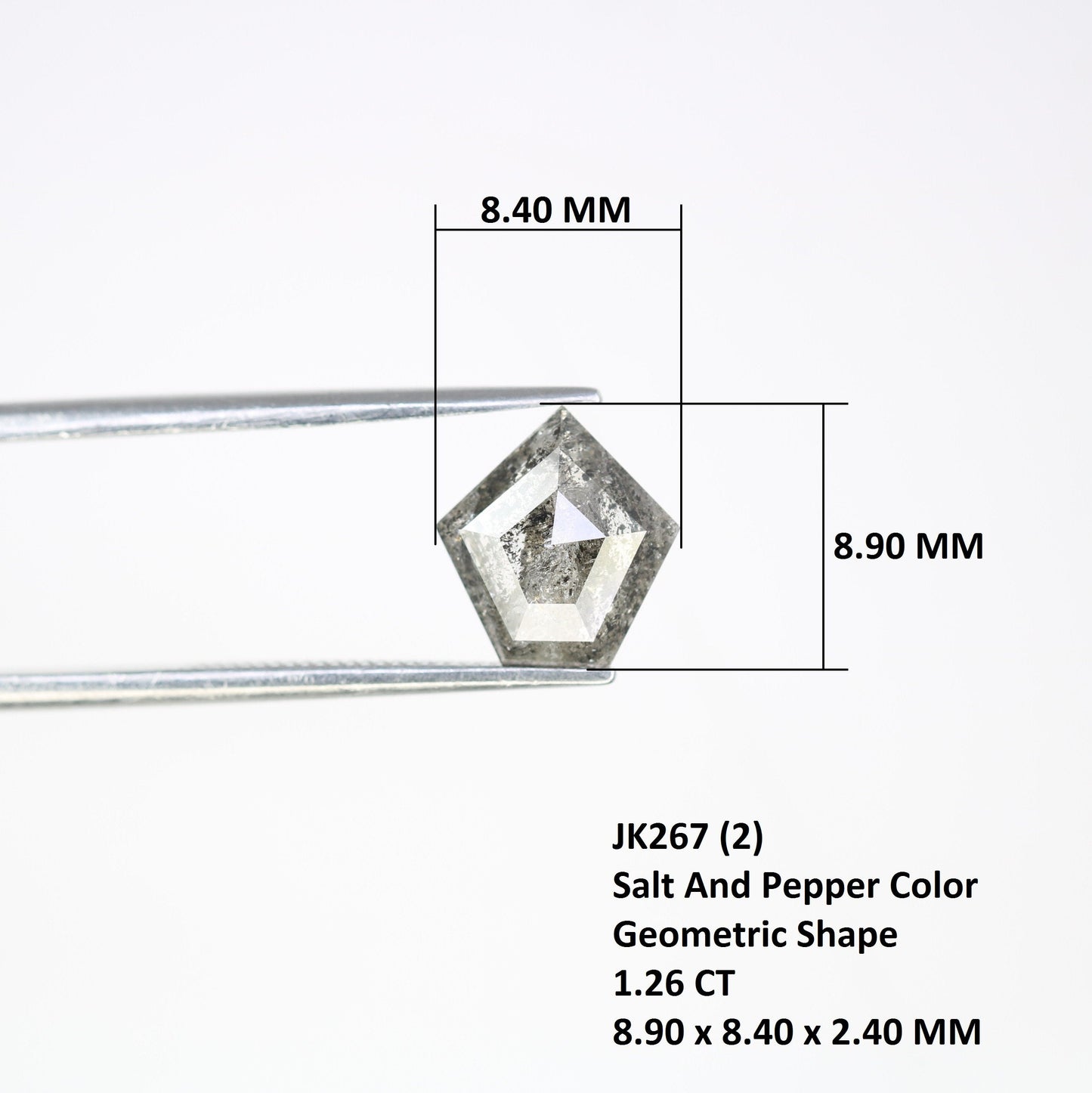 1.26 CT Geometric Shape Salt And Pepper Diamond For Wedding Jewlery | Engagement Riing | Fancy Colour DiamondFor Gold Ring Diamonds