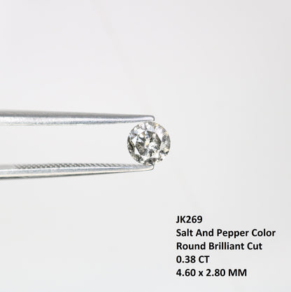 0.38 CT Loose Rustic Salt and Pepper Brilliant Cut Diamond | Ideal for Wedding Ring or Halo Set | Statement Jewelry | Gold Ring Diamonds