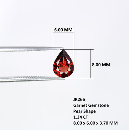 1.34 CT Elegant Red Pear Cut Garnet Gemstone for Weddings and Special Occasions - Perfect Gift for Daughter with Gold Ring and Diamonds