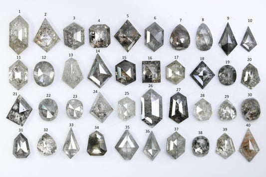 Loose Salt and Pepper Diamonds | Mixed Shape Natural Black and Gray Diamonds | Unique Gemstones for Jewelry Gifts