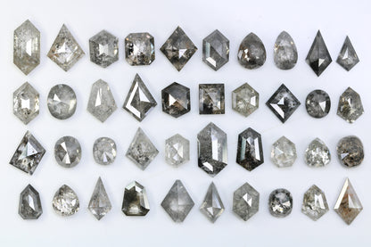 Loose Salt and Pepper Diamonds | Mixed Shape Natural Black and Gray Diamonds | Unique Gemstones for Jewelry Gifts