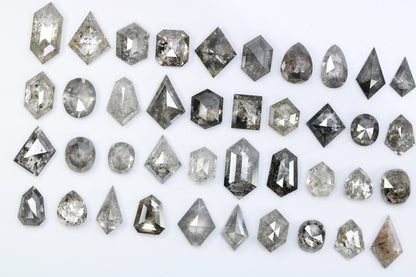 Loose Salt and Pepper Diamonds | Mixed Shape Natural Black and Gray Diamonds | Unique Gemstones for Jewelry Gifts