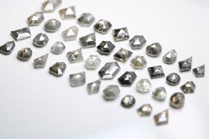 Loose Salt and Pepper Diamonds | Mixed Shape Natural Black and Gray Diamonds | Unique Gemstones for Jewelry Gifts