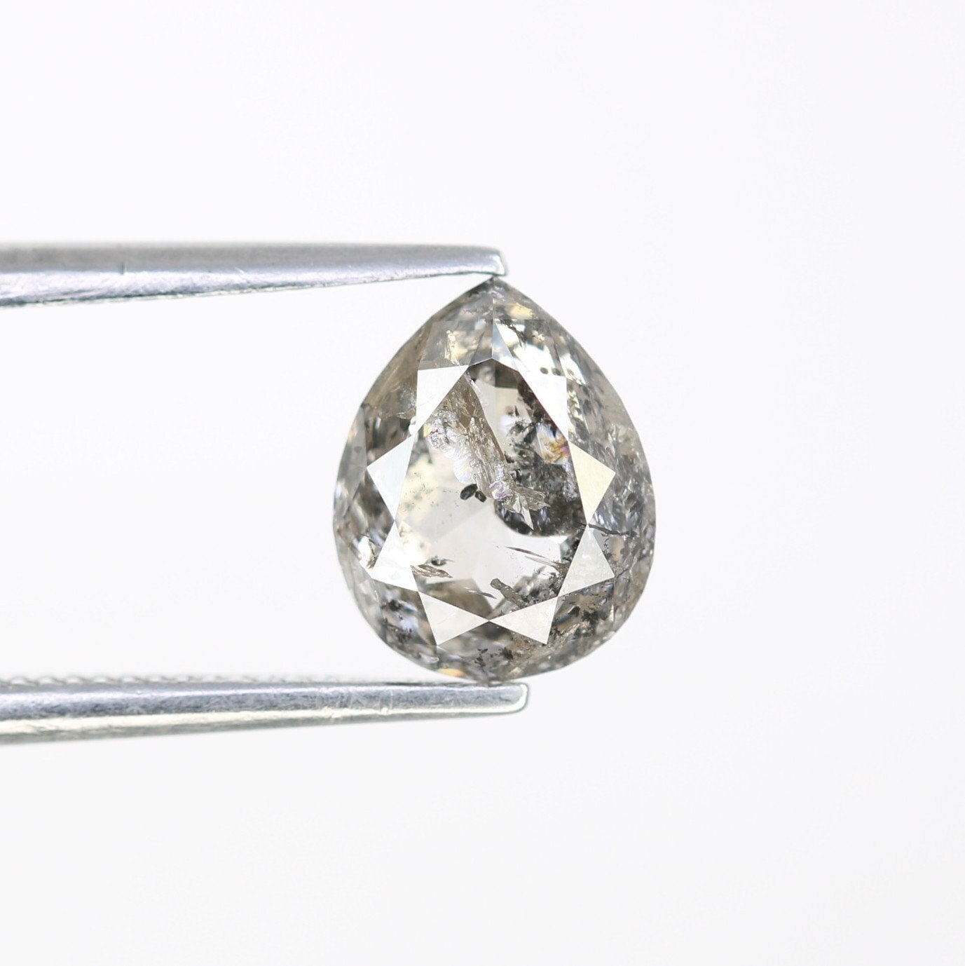 1.44 CT Pear Shape Salt and Pepper Diamond | Wedding Gift Proposal Ring | Unique Jewelry Gift for Daughter | Birthday Gift Idea