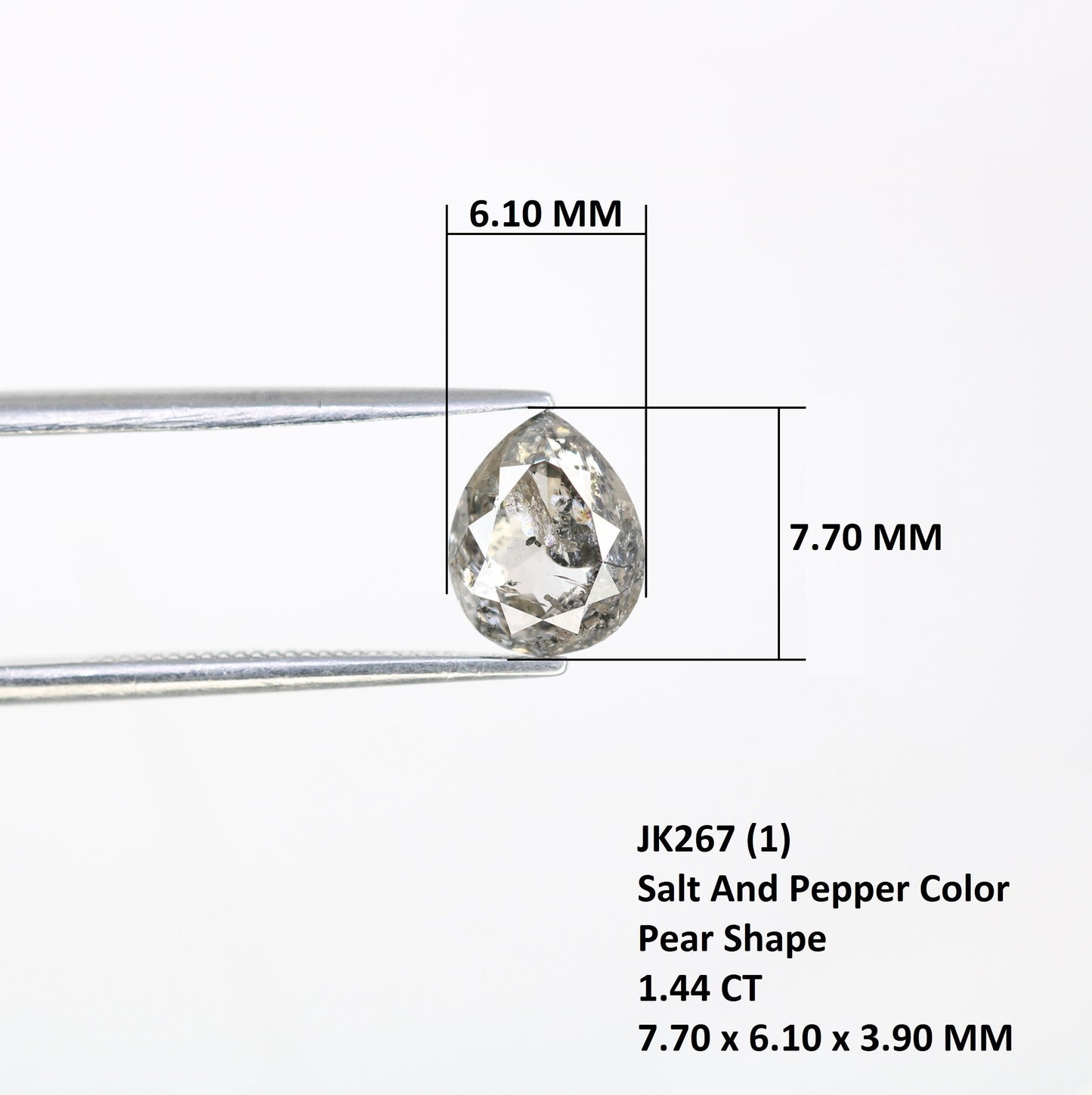 1.44 CT Pear Shape Salt and Pepper Diamond | Wedding Gift Proposal Ring | Unique Jewelry Gift for Daughter | Birthday Gift Idea