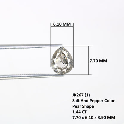 1.44 CT Pear Shape Salt and Pepper Diamond | Wedding Gift Proposal Ring | Unique Jewelry Gift for Daughter | Birthday Gift Idea