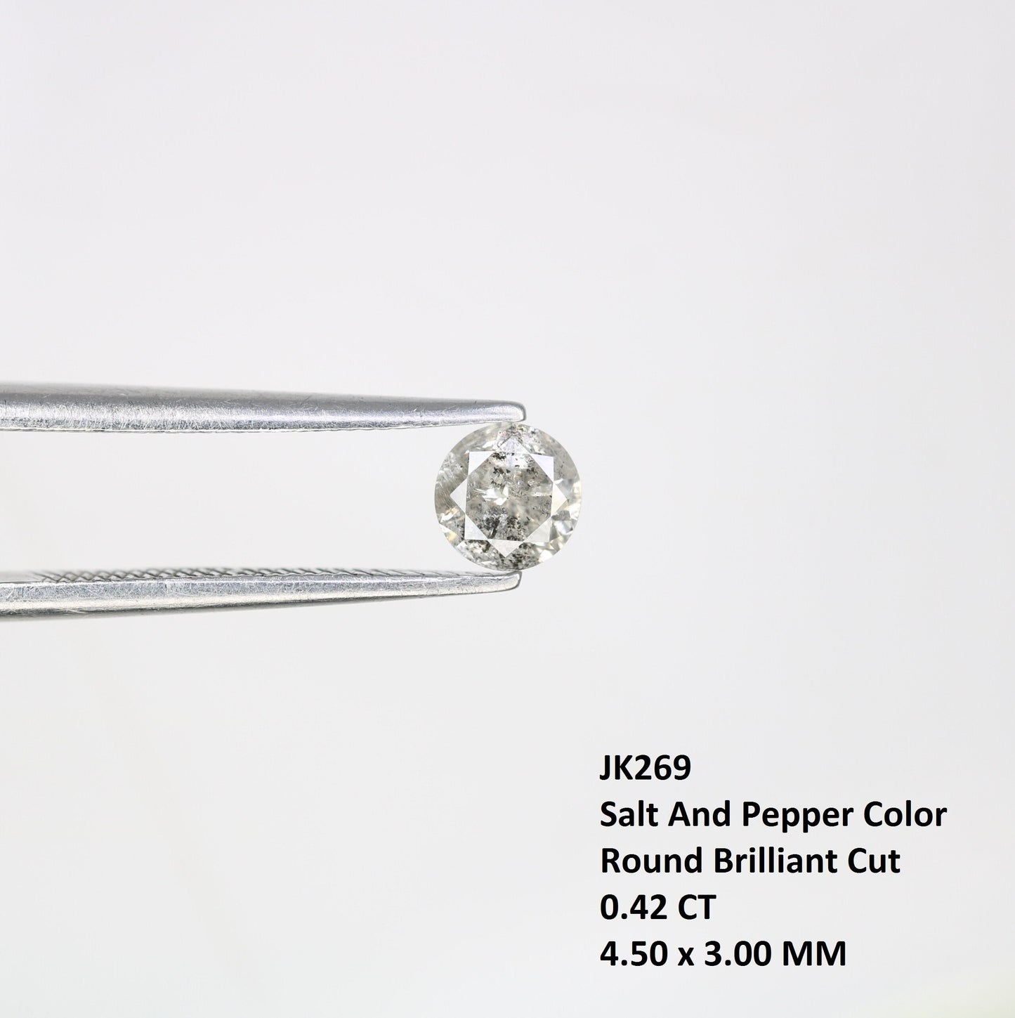 0.42 CT Salt and Pepper Diamond | Brilliant Cut Natural Stone for Wedding Jewelry & Custom Designs | Ideal Gift for Daughter