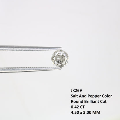 0.42 CT Salt and Pepper Diamond | Brilliant Cut Natural Stone for Wedding Jewelry & Custom Designs | Ideal Gift for Daughter