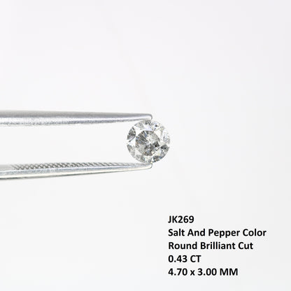 0.43 CT Loose Salt and Pepper Diamond | Brilliant Cut Natural Stone for Engagement Rings | Unique Wedding or Birthday Gift
