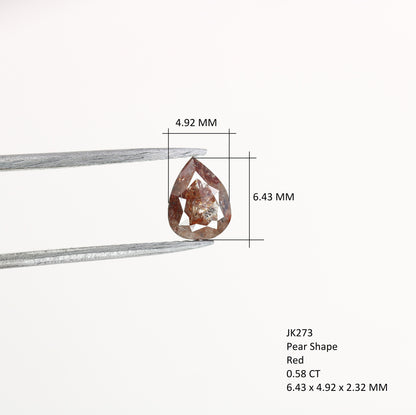 0.58 CT Pear Shape Natural Red Colour Rustic Diamond For Proposal Ring, Wedding Presence, Classy Red Diamond RingFor Gold Ring Diamonds