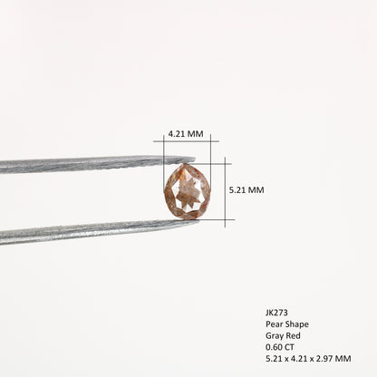 0.6 CT Beautiful Pear Shape Grey Red Colour Rustic Diamond For Multiple Ocassion And WeddingFor Gold Ring Diamonds