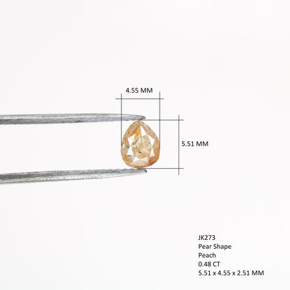 0.48 CT Natural Peach Colour Rustic Pear shape Diamond For Wedding Ring, Proposal Ring, Customized Jewlery MakingFor Gold Ring Diamonds
