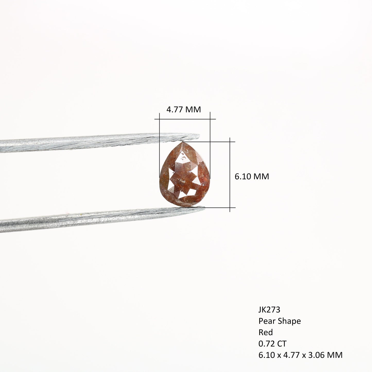 0.72 CT Natural Red Colour Pear Shape Loose Diamond For Engagement Ring, Wedding Ring, Gift For HerFor Gold Ring Diamonds