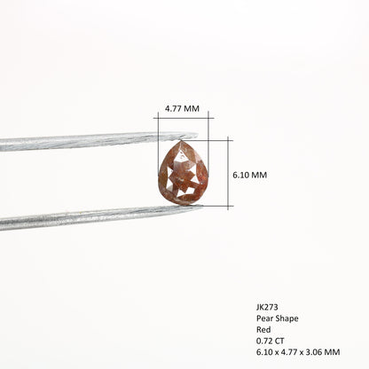 0.72 CT Natural Red Colour Pear Shape Loose Diamond For Engagement Ring, Wedding Ring, Gift For HerFor Gold Ring Diamonds