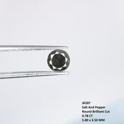0.78 CT Galaxy Salt and Pepper Diamond | Round Rose Cut Loose Black Diamond for Custom Jewelry Design | Wholesale Pricing Available