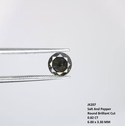 0.82 CT Round Salt and Pepper Galaxy Diamond | Natural Loose Diamond for Custom Gold Rings and Fine Jewelry
