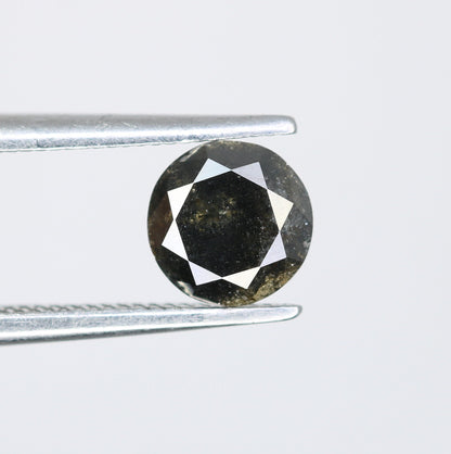 0.76 CT Round Brilliant Cut Salt and Pepper Black Diamond | Loose Natural Diamond for Earrings, Pendants, Necklaces | Wholesale Pricing
