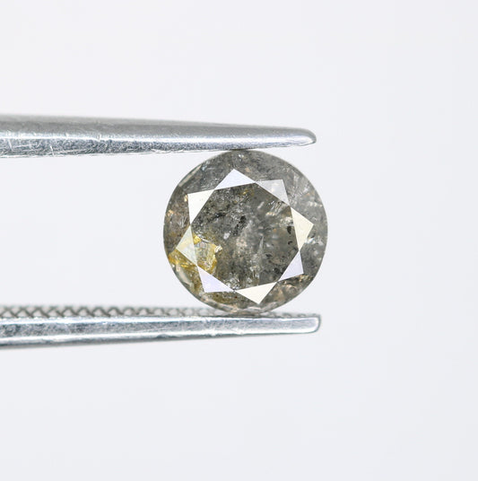 0.77 CT Round Brilliant Cut Galaxy Diamond | 5.6mm Natural Salt and Pepper Black Diamond | Loose Stone for Gold Rings | Perfect Gift for Her